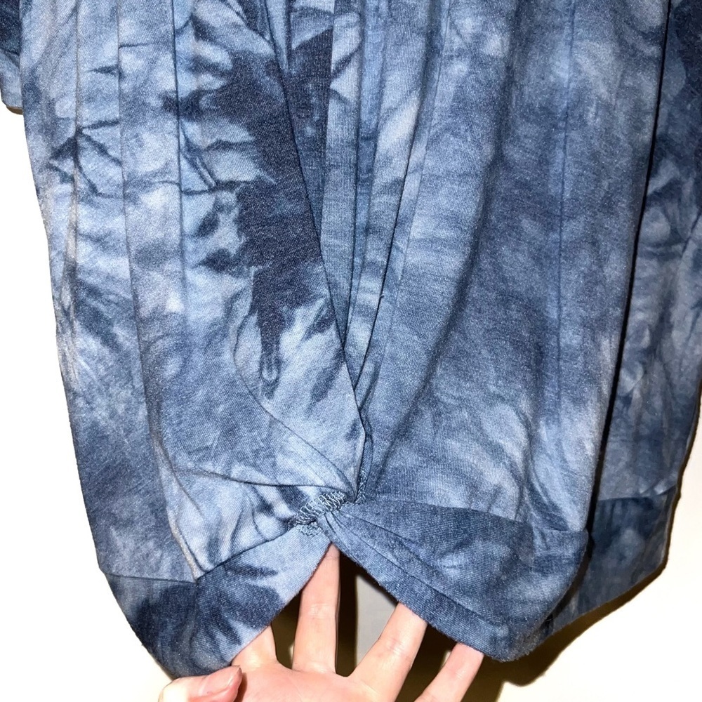 Como Vintage Blue Tie Dye Front Twist Knot T-shirt Top Large - Picture 7 of 9